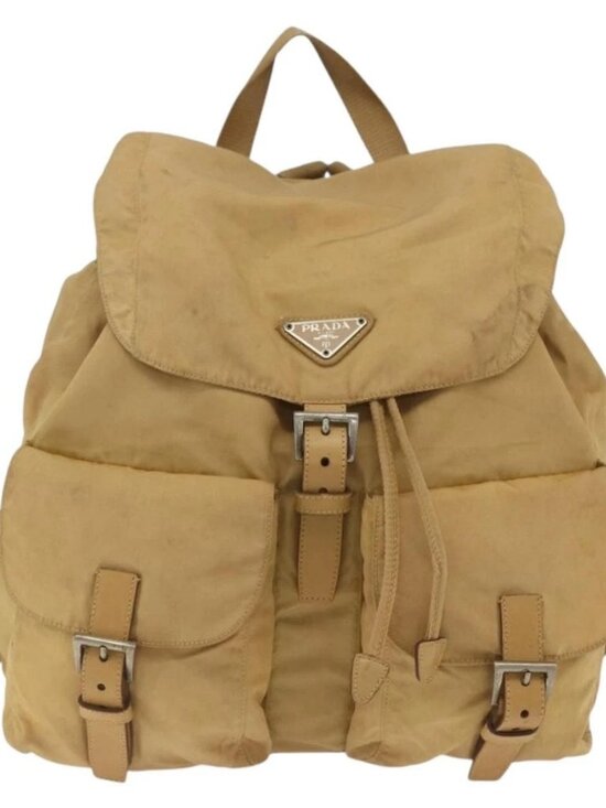 PRADA Backpack Nylon Beige Silver Auth 164263 main image 15